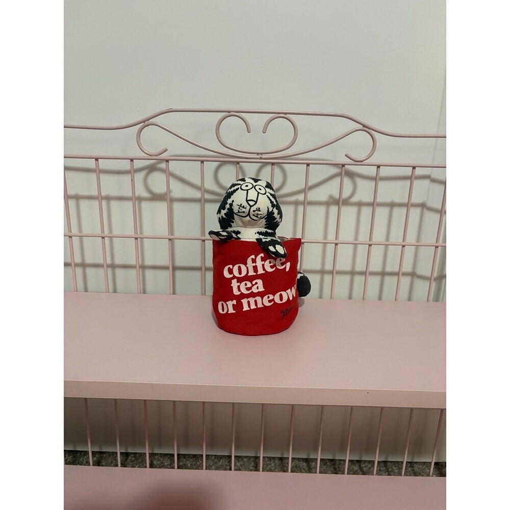 Kliban Cat "Coffee Tea or Meow" Stuffed Doll